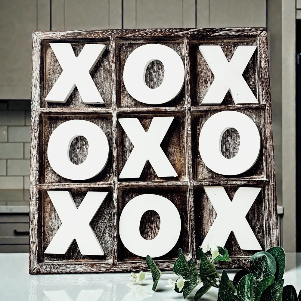 Xoxo Tic Tac Toe Game, Farmhouse Tabletop Decor